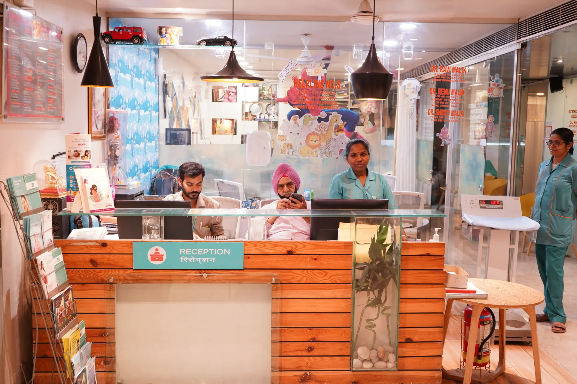 Welcoming reception area at Radix Cosmo Dental clinic, Nirman Vihar, East Delhi